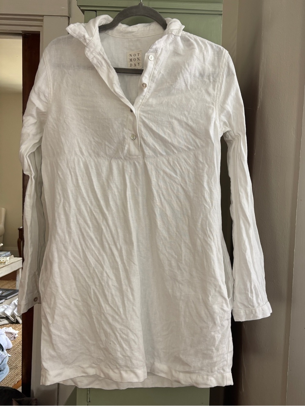 Not Monday White Linen Dress - Picture 2 of 7